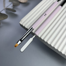 Кисть для полигеля Nail Art прямая №4 (розовая со шпателем)