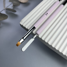 Кисть для полигеля Nail Art прямая №6 (розовая со шпателем)