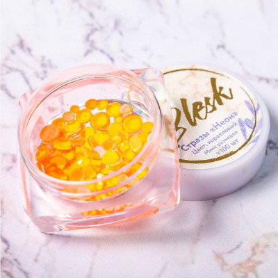 Стразы неоновые разноразмерные "Blesk", цвет: коралловый ~100 шт