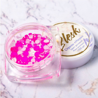 Стразы неоновые разноразмерные "Blesk", цвет: розовый ~100 шт