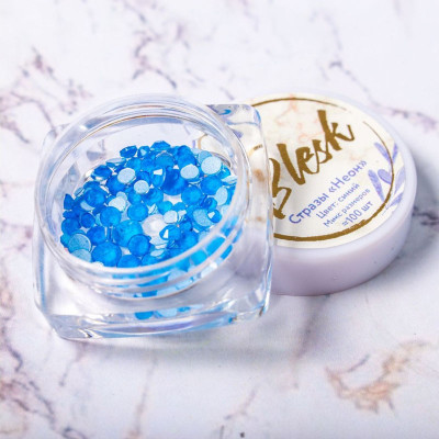Стразы неоновые разноразмерные "Blesk", цвет: синий ~100 шт