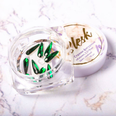 Стразы фигурные "Капля" "Blesk", цвет: зеленый 2,5*8 мм (10 шт)