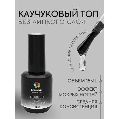 Гель-лак "Bloom" топ 15мл суперглянецевый без липкого слоя