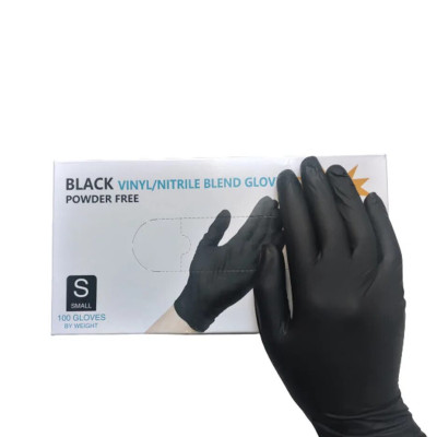 Перчатки нитрил + винил 100шт S черный