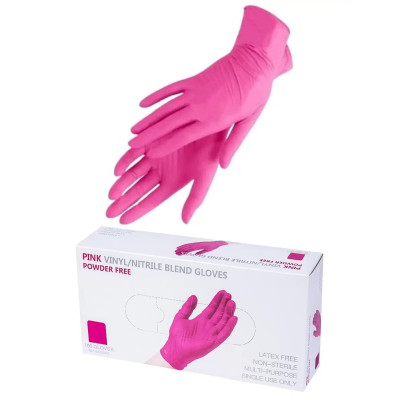 Перчатки нитрил + винил 100шт S розовый