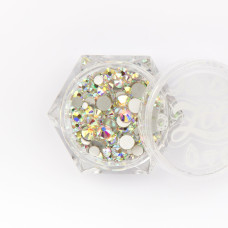 Стразы ZOO 1093 стеклянные прозрачные AB голография MIX размеров 200шт