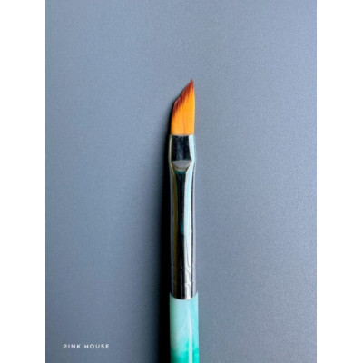 Кисть Pink House Cкошенная плавно (мраморная/розовая ручка)