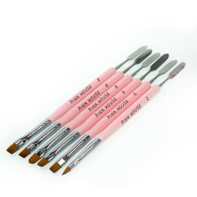 Pink House Кисть-шпатель д/полигеля №8 скошенная