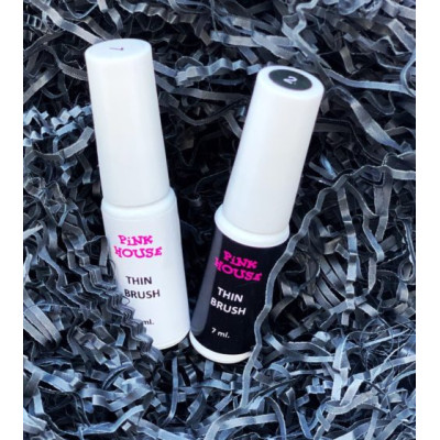 *гель-лак черный 02 с тонкой кистью color pink house