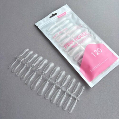 Pink House Типсы 01 Nail Kingdom гелевые с к/зоной балерина 120 шт.
