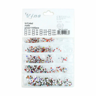 Стразы Vins (crystal lizer) микс цветов и размеров разделенные 1440шт