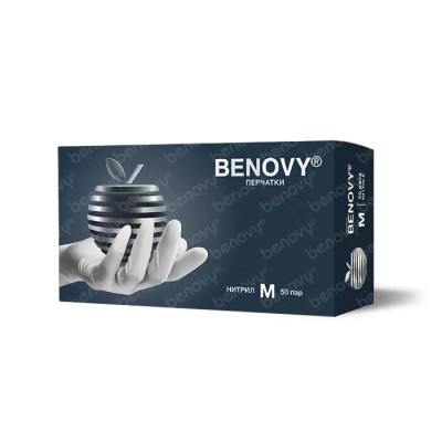 Перчатки одноразовые нитриловые benovy M белые 100 шт
