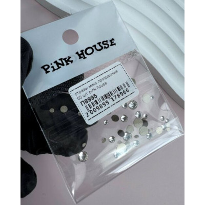 Стразы Pink House серебро микс