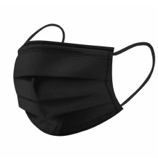 Маска для лица 3-х слойная SMS черная в пакете 50шт 