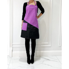 Фартук для мастера черно-сиреневая косая полоса