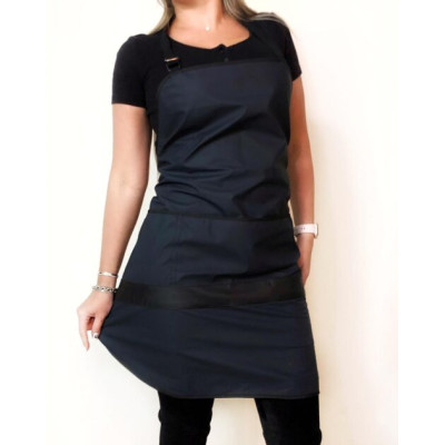 Фартук для мастера черный комбинированный матовый с карманами