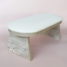 Pink House Подлокотник дерево/кожа БЕЛЫЙ с НАКЛОНОМ широкий