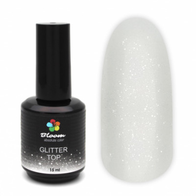 Гель-лак "Bloom" топ 15мл ГЛИТТЕР суперглянецевый без липкого слоя