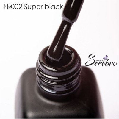 Гель-лак "Serebro" №002 Super black, 11 мл