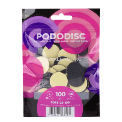 Педикюрный диск Staleks Pro L 25мм PDFS-25-100 на мягкой основе 100гр 50шт