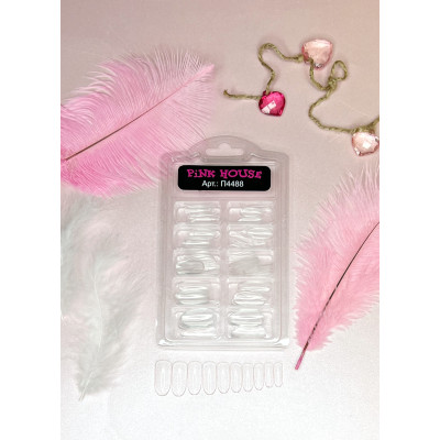 Pink House Типсы гелевые прозрачные тонкие овал 96 шт. арт.4488