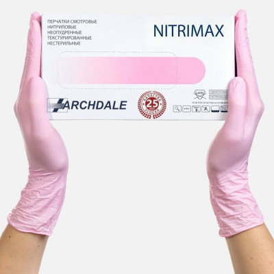 Перчатки "Archdale" (NitriMAX) нитрил 100шт M розовые