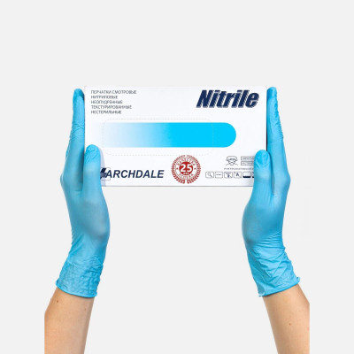 Перчатки "Archdale" (NitriMAX) нитрил 100шт XS голубые