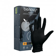 Перчатки одноразовые нитриловые benovy M (черные) 100 шт