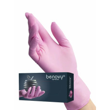Перчатки одноразовые нитриловые benovy Розовые XS 100 шт