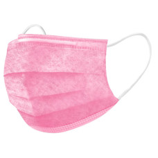 Маска для лица 3-х слойная SMS розовая в пакете 50шт 