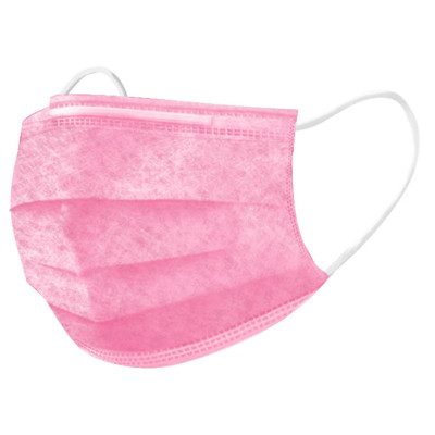 Маска для лица 3-х слойная SMS розовая в пакете 50шт 