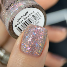 Grattol GPGA07 Color Nail Polish Glitter Sequins - Бежевый, Светоотражающий, Халяль, 9 мл