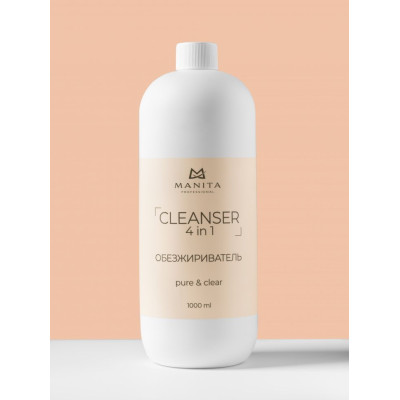  MANITA Жидкость Обезжириватель для ногтей 4 в 1 "PURE,CLEAR" 1000 мл