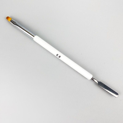 Кисть для полигеля Nail Art овал №6 (белая со шпателем)