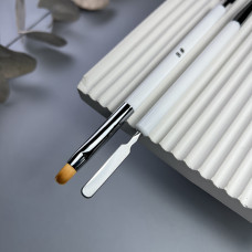 Кисть для полигеля Nail Art овал №8 (белая со шпателем)
