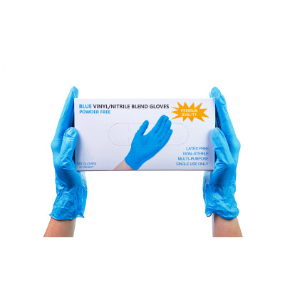 Перчатки нитрил + винил 100шт XS голубой