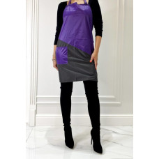 Фартук для мастера черно-фиолетовый косая полоса