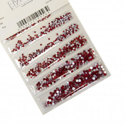Стразы Vins (crystal lizer) красные микс размеров разделенные 1440шт